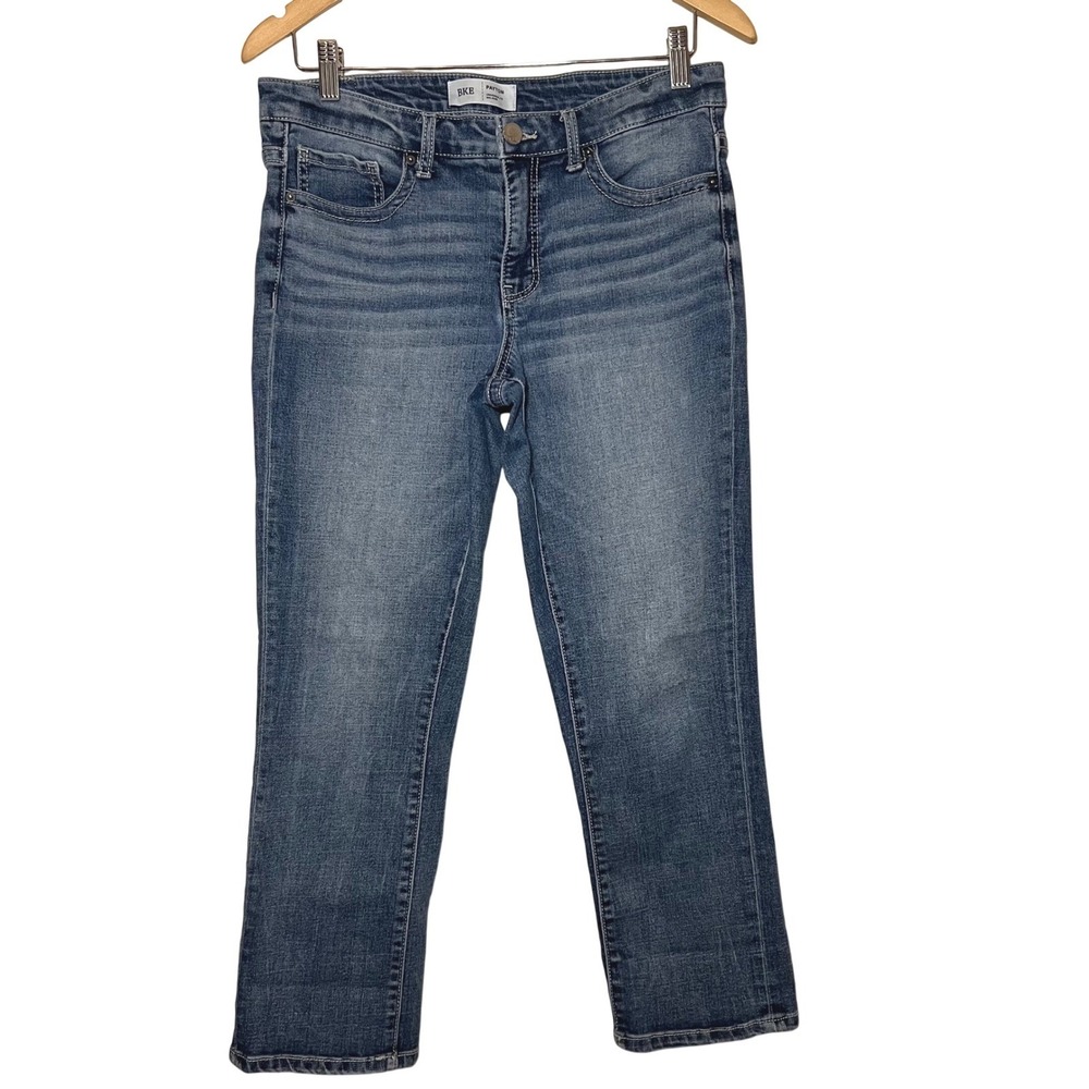 BKE Payton Mid Rise Cropped Straight Leg Jeans 28 Medium Wash Universal Fit Blue